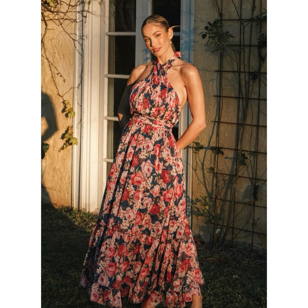 NWT Petal & Pup Women's Lennon Halterneck Maxi Dress